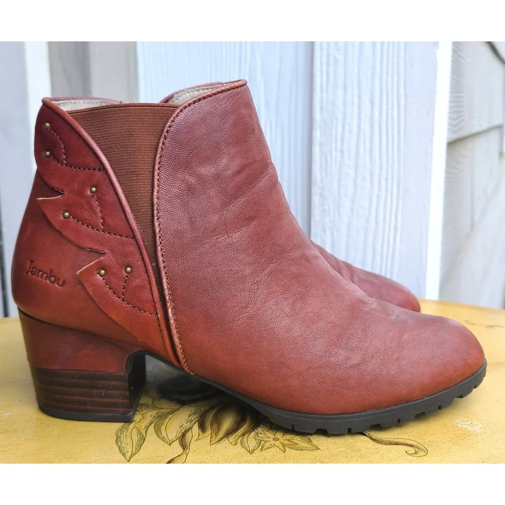 Jambu US‎ 9 Brown Artsy Leather Ankle Boots Cottagecore Fairy Fae Whimsical - Picture 2 of 9